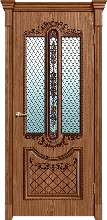 Межкомнатная дверь Легенда Муар Орех натуральный 2 Остекленное