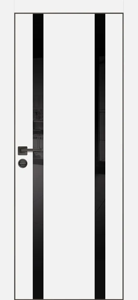 Фото Межкомнатная дверь PX-9  черная кромка с 4-х ст. Белый матовый