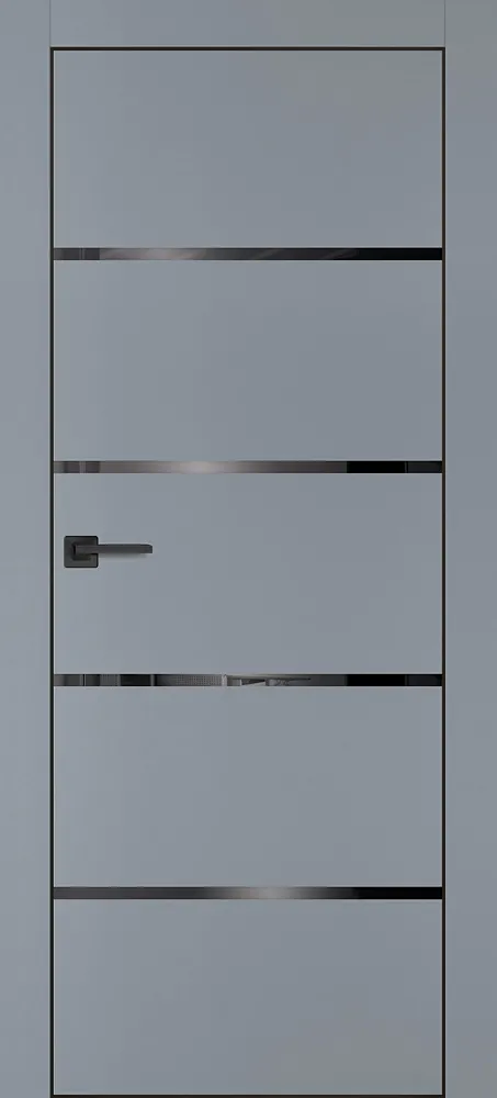 Межкомнатная дверь PX-17 черная кромка с 4-х ст. Серый матовый